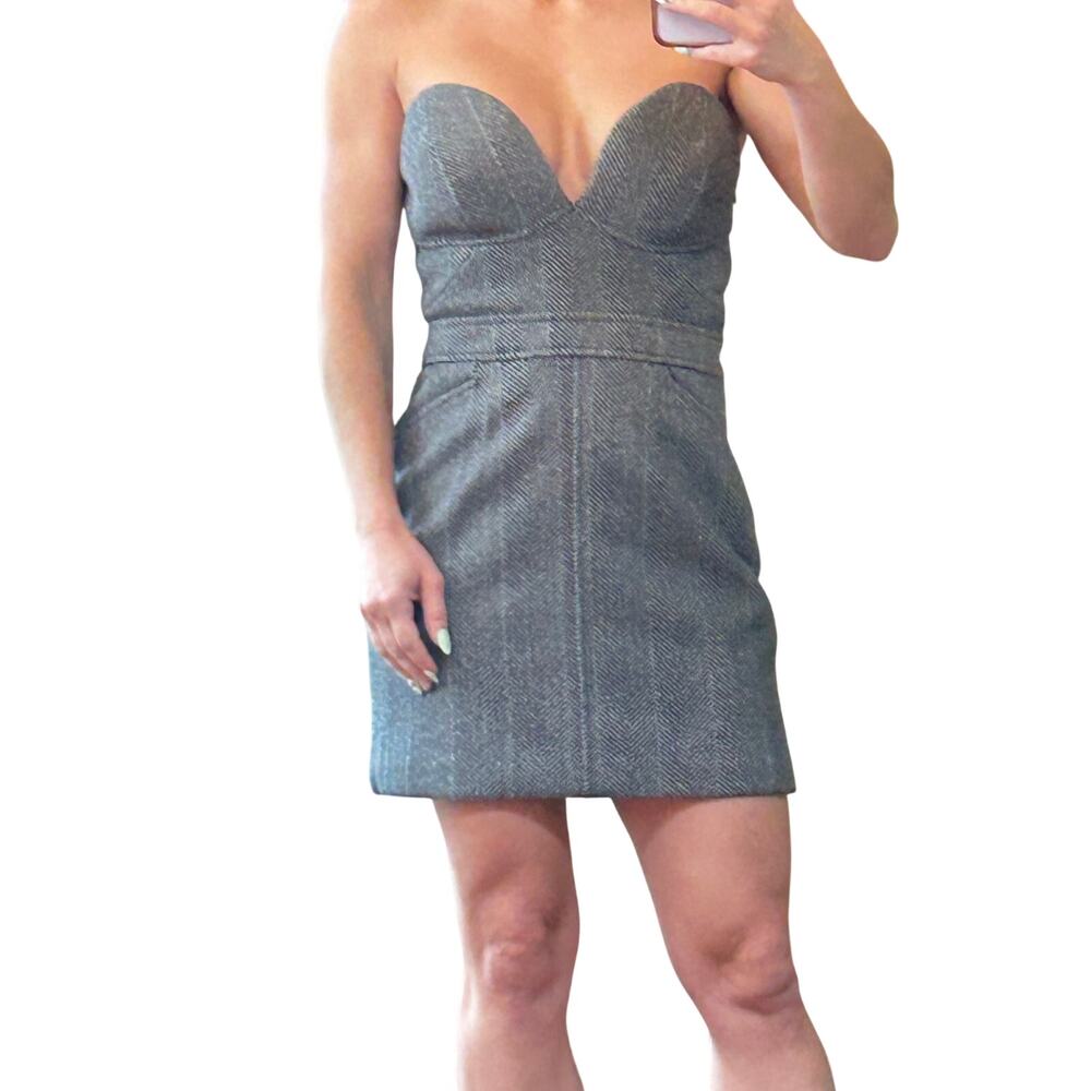 NWT Josephine HJ x NA-KD Plunging Sweetheart Tweed Mini Dress 34
